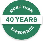 Badge depicting our 40 years of experience