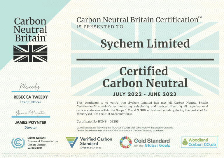 Carbon Neutral Certification Sychem Limited