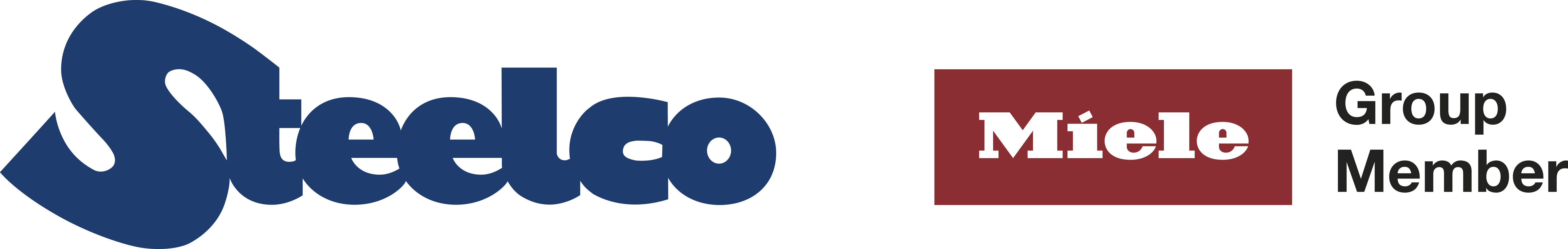 Logo Steelco Pantone 654C + MIELE Group Member